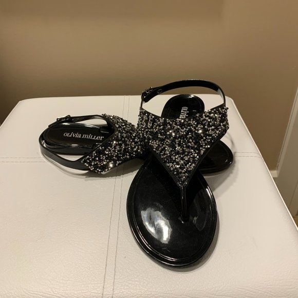 Olivia Miller AlessanoJelly Sandals, Black, Silver, Size 7 - Picture 3 of 5